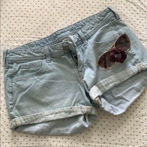 Cuffed Denim Shorts